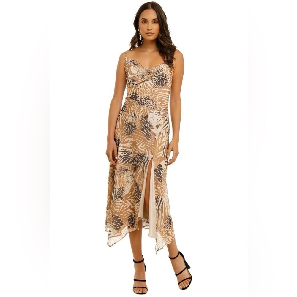 Misha Tashana Animal Print Midi Dress Sz 8